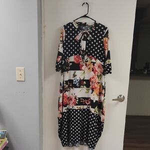 Floral and Polka Dot Girls Dress